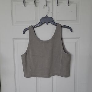 Lululemon Ribbed Softstreme Cropped Tank Top Scoop Neck Nomad Size 14 Like New